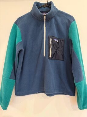 Patagonia Two-Tone Blue & Teal Half-Zip Fleece Pullover